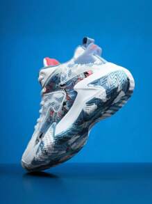 Zapatillas de baloncesto versátiles 2025 nuevas, zapatos deportivos cómodos y antideslizantes para hombres, con suela exterior con sonido de fricción, zapatos casuales para hombres con suela gruesa, zapatos elevadores para exteriores, domina la cancha de baloncesto, el patio de recreo, zapatos para correr (Patrón asimétrico)