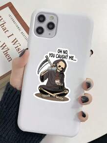 1/3pcs "Oh No You Caught Me" Humorous Stickers, Cartoon Funny Skeleton Drink Coffee Lover Die-Cut, Suitable For Laptop, Water Bottle, Journal, Skins, Guitars, Helmets, Office Supplies, School, Skateboards, Luggage, Water Bottle, And Other Funny Decal