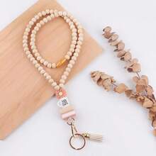 1 件硅胶珍珠花卉串珠钥匙扣、身份证徽章挂绳、教师礼物、卡夹汽车配件包饰学校字母可爱哥特 Y2k