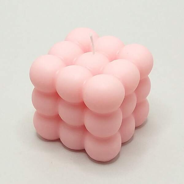 VELA CERA DE SOJA BUBBLE QUADRADA ROSA - AROMA ROSAS