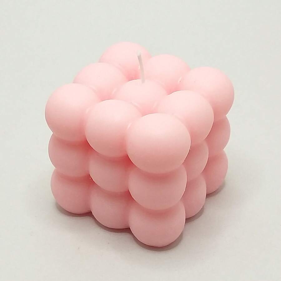 PINK SQUARE BUBBLE SOY WAX CANDLE - ROSE SCENT - Màu Hồng baby - Xem 1