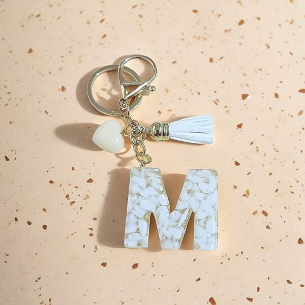 1pc Acrylic Monogram Keychain, Fashion Letter Accessory, Birthday Party Gift, Decoration For Women Car Accessories Bag Charm