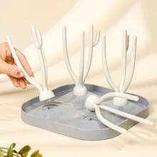 1 Set Baby Bottle Drying Rack With Tray, Large Capacity Bottle Drying Rack With Quick Drainage Drying Stand For Bottle Nipples, Detachable And Adjustable Design