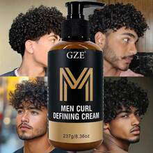 GZE Men Curl Defining Cream - Leave-In Hair Styling Cream Moisturizing With Argan Oil Coconut Oil And Shea Butter For Defined Bouncy Curls And Frizz-Free Curls Waves- Enhances Curl Definition And Hydrates Hair Frizz Control Lightweight Form For Men - màu đen - Xem 3