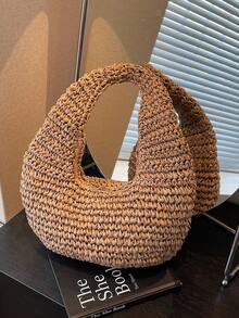 Fashionable Minimalist Handmade Straw Shoulder Tote Bag For Women