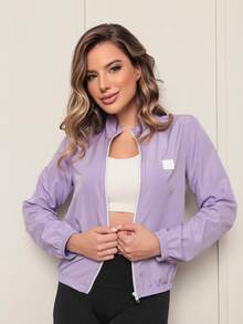 Women's Microfiber Cropped Jacket, Water Resistant And UV Protection - Versatility, Comfort And Style - Red Violet - View 4