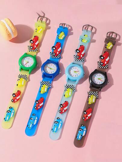 1 pieza Reloj de cuarzo redondo con esfera numérica árabe y estampado 3D de color macaron en silicona no impermeable, adecuado como regalo de cumpleaños, temporada de graduación, promoción de fin de año, Día del Soltero, etc.
