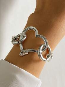 1pc Women's Retro Geometric Bracelet, Simple Stylish Versatile Daily Wear, Dating - Antique Silver - View 13