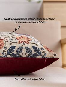 1/2 Pieces, Beige Decorative Square Pillowcase In Pastoral Floral And Bird Style, Suitable For All Seasons, Available In A Variety Of Colors And Sizes, High-Density Multi-Color Jacquard Fabric Pillowcase, No Pillow Core, Zipper Closure, Suitable For Holiday Parties, Sofa Cushion Covers, Beds, Living Rooms, Offices, Cars And As Gifts.