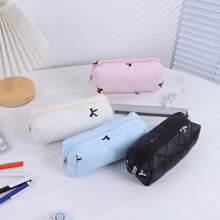1pc Cute Bow Pencil Case, Large Capacity Student Stationery Organizer Bag, Fashionable Design,Back To School,School Supplies,Pencil Pouch,School Bag