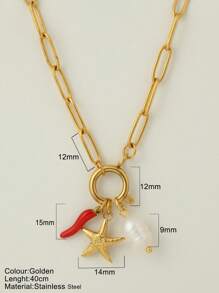 1 pièce Bijou personnalisé, collier de style océan avec pendentif à la mode en forme d'étoile de mer, de coquillage et de dauphin, collier à porter au quotidien