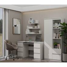 CDF BARI | Computer Desk | Work Gaming Office | 6 Drawers | Sliding Keyboard Tray | Office Furniture - Matt White - View 7