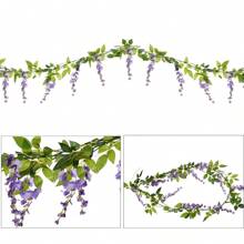 1/4 Pcs Artificial Flowers Garland,Total 28.8ft Artificial Wisteria Vine Silk Hanging Flower For Home Garden Outdoor Ceremony Wedding Arch Floral Decor