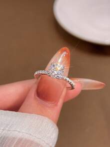 1 pieza Anillo de compromiso y boda elegante y brillante de diamante Moissanite de 1 quilate en plata de ley 925 para mujeres y niñas, joyería fina de regalo