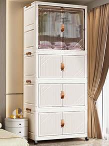 5/4/3/2/1 Layer Folding Wardrobe Closet, No Installation Required, Plastic Storage Cabinet For Baby Clothes, Household Use For Living Room And Bedroom