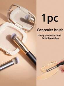 1pc Oval Shaped Black Concealer Brush, Soft Bristle Makeup Brush For Concealing Dark Circles, Lips And Multi-Purpose Professional Beauty Tool,Giveaways - Black - View 2