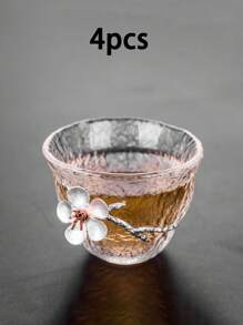 1 pieza/2 piezas/4 piezas Taza de té de vidrio con textura de martillado, vidrio resistente al calor, elegante para el té de la tarde, taza de expreso, taza de té, adecuada para fiestas de té, reuniones, fiestas y uso diario en el hogar, de vuelta a la escuela