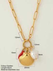 1 pièce Bijou personnalisé, collier de style océan avec pendentif à la mode en forme d'étoile de mer, de coquillage et de dauphin, collier à porter au quotidien