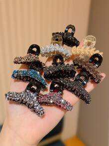 4/10 Pcs Girl's Multi-Color Rhinestone Hair Grabber Combination, Retro Elegance, Suitable For Daily Casual Use, All Seasons