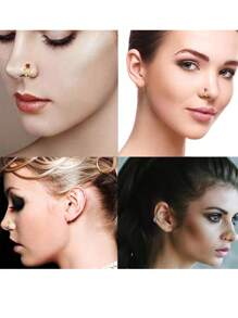 Edelstahl Hufeisen Nasenringe, Septum Ringe, doppelköpfige Ohrknorpel Manschetten mit kubischem Zirkoniaeinheit mit Innengewinde, Augenbrauen, Lippen, Spiral Piercing Schmuck, geeignet für Männer und Frauen