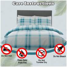 VELVETIO Duvet Cover Set Bardsley Check Printed Reversible Bedding With Matching Pillowcases Soft And Warm Single Double King And Super King Sizes - Teal - View 5