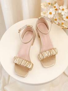 Sandalias de tacón alto versátiles y de moda para adolescentes, adecuadas para bailar y fiestas - Dorado - Ver 4