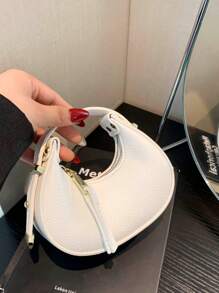 Mini Women's Solid Color Lipstick Shaped Clutch Bag With Adjustable Handle, Party/Event Baguette Handbag