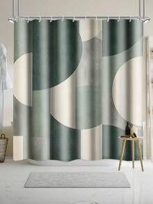1 件绿色抽象几何图案印花奢华浪漫主题防水浴室窗帘，带 12 个挂钩的隔断帘，涤纶面料，可机洗，适用于酒店公寓浴室装饰，家居浴室配件，可作为礼物赠送，尺寸选项：35 英寸 X 70 英寸、47 英寸 X 70 英寸、59 英寸 X 70 英寸、70 英寸 X 70 英寸秋季装饰返校