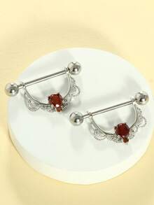 2pcs 14G Nipple Rings For Women Stainless Steel Heart Butterfly Moon CZ Flower Barbell Nipple Rings Set Cute Nipplerings Piercing Jewelry Daily Wear