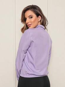 Women's Microfiber Cropped Jacket, Water Resistant And UV Protection - Versatility, Comfort And Style - Red Violet - View 5