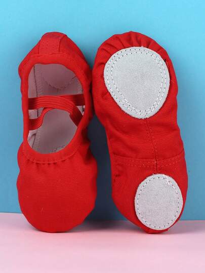 Sapatilhas de balé infantis com sola macia, sapatos de dança para meninas, sapatilhas de balé para bebês, vermelhas