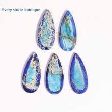 1pair Bohemian Style Teardrop Emperor Stone Earrings - Royal Blue - View 7