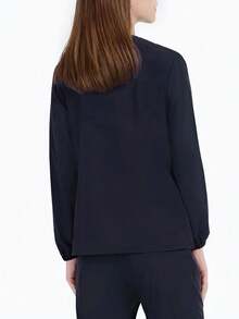 Women's Multi-Pocket Long Sleeve Nursing Scrub Uniform Top - Black - View 5