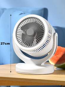 Ventilador de circulación Recargable USB, Velocidad del viento ajustable en tres velocidades, con luz nocturna LED, adecuada para oficinas, escritorios, salones, etc. - Blanco - Ver 3