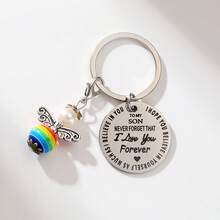1pc Stainless Steel Engraved Keychain Keychain For Birthday Gift Keychain With Small Accessories Keychain For Kids To Show Love Motivation Encouragement - Silver - View 13