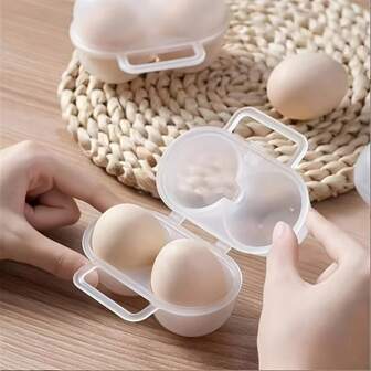 1PC Portable Egg Holder - 2-Compartment Shockproof Container For Travel & Picnics