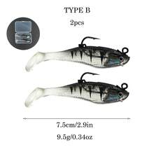 2pcs/4pcs Fishing Accessories, Fishing Tackle, Realistic Lure Bait, Suitable For Freshwater And Saltwater Fishing. Can Move Tail, With Weight And Fish Hooks. - Multicolor - View 11
