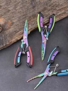 1pc Premium Fishing Pliers & Clamp Set - Stainless Steel Dehooker And Line Cutter With Razor - Multicolor - View 4