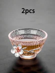 1 pieza/2 piezas/4 piezas Taza de té de vidrio con textura de martillado, vidrio resistente al calor, elegante para el té de la tarde, taza de expreso, taza de té, adecuada para fiestas de té, reuniones, fiestas y uso diario en el hogar, de vuelta a la escuela