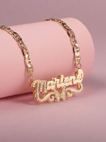 1pc Customized European & American Hiphop Style Double-Layer Nameplate Necklace With Butterfly Flower Edging And First Initial Cutout Pendant On Auspicious Character Chain, Suitable For Various Occasions, Gift Packaging: Red Christmas Gift Box