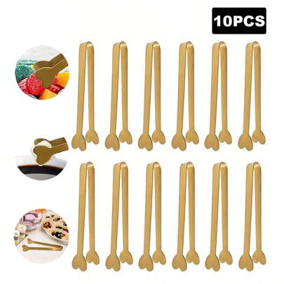 1/5/10个装不锈钢心形糖夹，厨房烹饪夹，糖果甜点夹，派对餐具，婚礼餐具