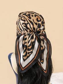 1pc 70cm Floral Print Women Silk Scarf, Women Bandana & Square Scarf, Hair Accessories, Headband, Hair Tie, Hair Wrap, Fashion Accessory, Abaya, Suitable For Beach, Vacation And Daily Life, Adds Accent To Your Style - Multicolor - View 9