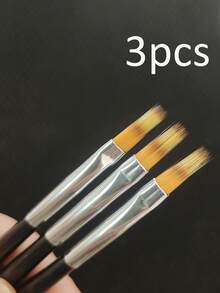 1pc/3pcs French Manicure/Tie Dye Black Nail Art Brush, Oblique Tip Nail Art Pen, Floral Painting Brush, French Curved Manicure Brush - Black - View 15