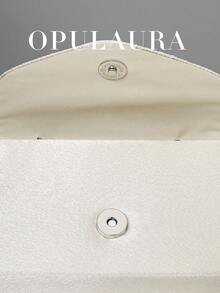 OpulAura 女士优雅仿珍珠缎手提包，浪漫婚礼派对包，精致迷人的晚礼服配饰，褶皱设计正式女士手拿包，适合正式场合、婚礼、生日、派对；也是一份很棒的礼物