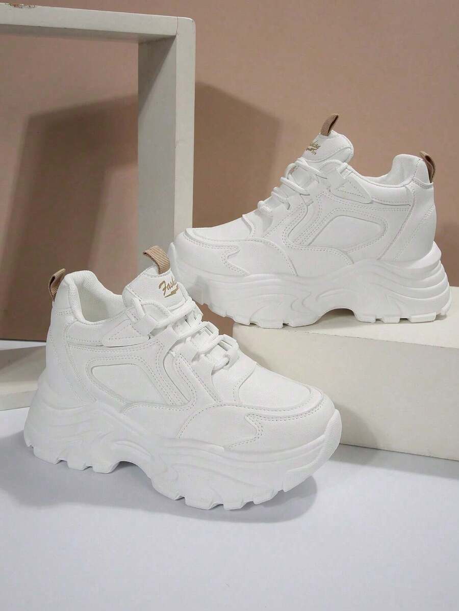 Spring And Autumn New Try Joker With White Lace-Up Sneakers. - White - View 1