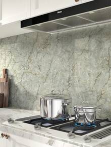 1 Roll Marble Adhesive Wallpaper, Faux Jade Stone Pattern, Waterproof & Oil-Resistant, Removable Peel & Stick, Easy Installation, Suitable For Kitchen Backsplash, Furniture Renewal, Room Decor, Bathroom Countertop, Cabinets, Desktops & Tiles - Multicolor - View 3