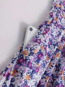 Elegant Casual Vacation Bohemian All Over Tiny Ditsy Floral Knit Fabric Pockets Dress, Suitable For Elegant Casual Office And Daily Wear, Spring/Summer