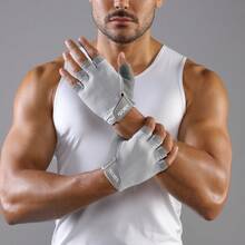 VBOSI 1 双男女透气网眼面料半指运动手套 - 轻便、防滑、减震，适合健身、骑行和举重