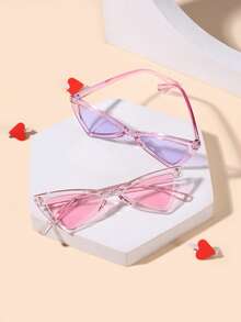 2pcs Children's 4-10Y Cat Eye Shaped Fashionable Full Frame Fashion Glasses, Suitable For Outdoor Activities And Gifts, Spring New Arrival - Multicolor - View 3