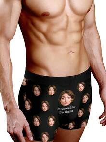 Calzoncillos bóxer personalizados para hombres con foto de rostro y texto personalizado. Regalos únicos y adorables de calzoncillos personalizados para esposo, novio, él, San Valentín, cumpleaños, aniversario, Navidad, boda, fiestas con estampado de rostro y texto personalizado